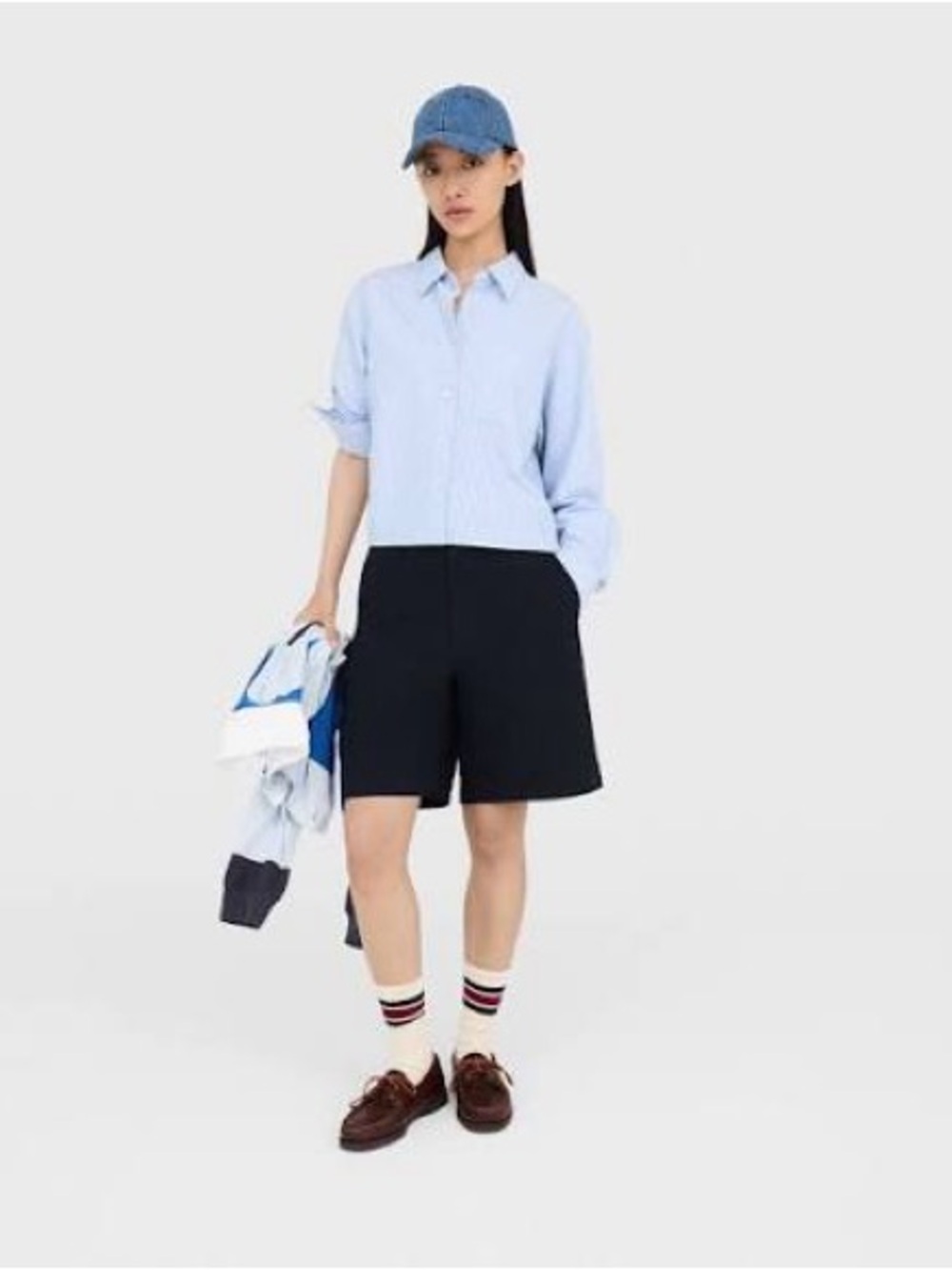 JW Anderson x Uniqlo Boxy Cropped Striped Button Front Shirt Women’s L